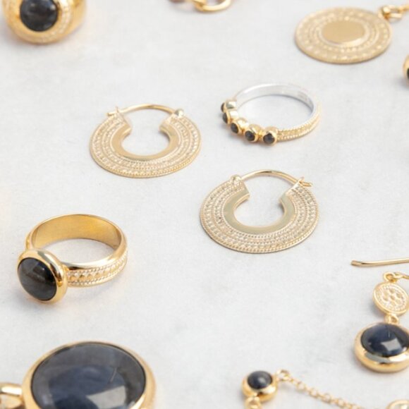 ANNA BECK Medium Smooth and Dotted Hoop Earrings - NIB - Picture 5 of 15